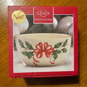 Lenox Festive Holly Bowl with Red and Green Accents